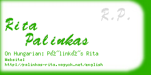 rita palinkas business card